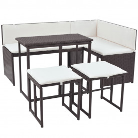 Set mobilier de grădină, 12 piese, poliratan, maro - Img 2