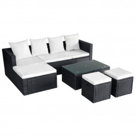 Set mobilier de grădină 12 piese, poliratan, negru - Img 3