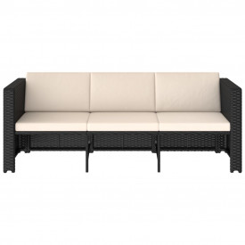 Set mobilier de grădină, 12 piese, poliratan, negru - Img 6
