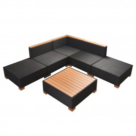 Set mobilier de grădină 15 piese, poliratan, blat WPC, negru - Img 9
