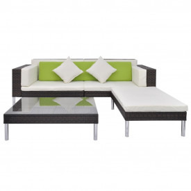 Set mobilier de grădină, 17 piese, poliratan, maro - Img 3