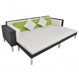 Set mobilier de grădină, 17 piese, poliratan, negru - Img 4
