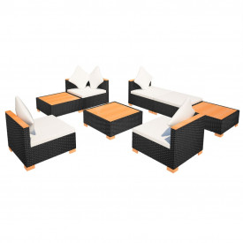 Set mobilier de grădină 18 piese, poliratan, blat WPC, negru - Img 6