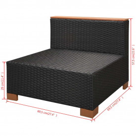Set mobilier de grădină, 32 piese, poliratan, blat WPC, negru - Img 11