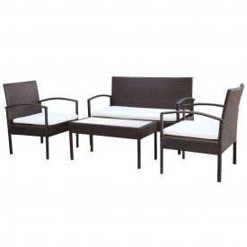 Set mobilier de grădină cu canapea 7 piese, poliratan, maro - Img 2