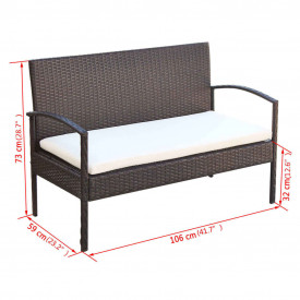 Set mobilier de grădină cu canapea 7 piese, poliratan, maro - Img 7