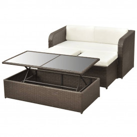 Set mobilier de grădină cu canapea 9 piese, maro, poliratan - Img 5