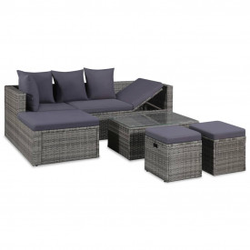 Set mobilier de grădină cu o canapea 14 buc. poliratan gri