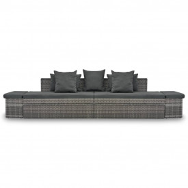Set mobilier de grădină cu perne, 4 piese, gri, poliratan - Img 2