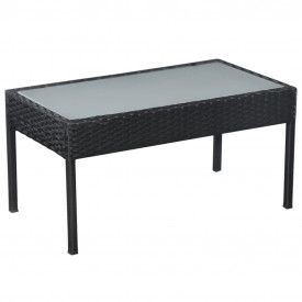 Set mobilier de grădină cu perne, 5 piese, negru, poliratan - Img 5
