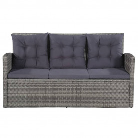 Set mobilier de grădină cu perne, 6 piese, gri, poliratan - Img 3