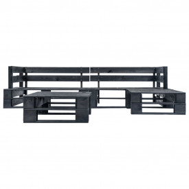 Set mobilier de grădină din paleți, 4 piese, negru, lemn FSC - Img 2
