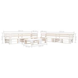 Set mobilier de grădină din paleți, 6 piese, alb, lemn FSC - Img 2