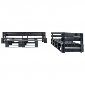 Set mobilier de grădină din paleți, 6 piese, negru, lemn FSC - Img 2
