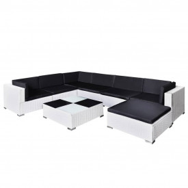 Set mobilier de grădină din poliratan 24 piese Alb - Img 2