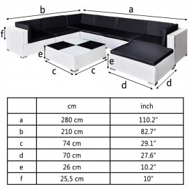 Set mobilier de grădină din poliratan 24 piese Alb - Img 7