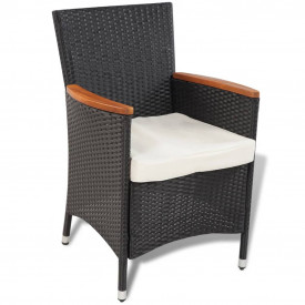 Set mobilier de grădină din ratan cu 4 scaune si masa cu blat de lemn - Img 3