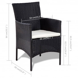 Set mobilier grădină, 7 piese, poliratan, negru și alb crem - Img 8