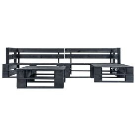 Set mobilier grădină din paleți, perne gri, 4 piese, lemn FSC - Img 3