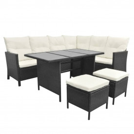Set mobilier grădină pentru 8 pers., 14 piese poliratan negru - Img 3