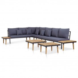 Set mobilier grădină perne 5 piese maro lemn masiv acacia - Img 2