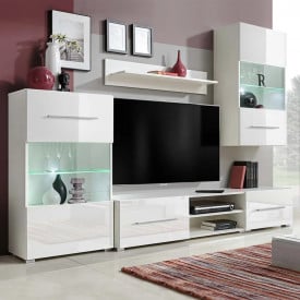 Set mobilier TV 5 piese cu iluminare LED alb
