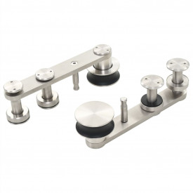Set piese pentru ușă glisantă, argintiu, 183 cm oțel inoxidabil - Img 5