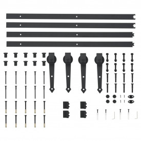 Set piese pentru uși glisante, negru, 2 x 183 cm, oțel - Img 5
