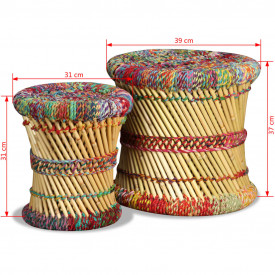 Set scaune 2 buc, bambus cu detalii chindi, multicolor - Img 10
