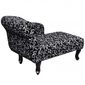 Șezlong cu model floral, material textil, negru - Img 3