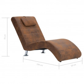 Șezlong cu pernă, maro, piele întoarsă artificială - Img 10