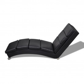 Șezlong, piele artificială, negru - Img 4