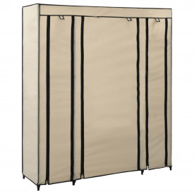 Șifonier cu bare și compartimente, crem, 150x45x176 cm, textil - Img 3