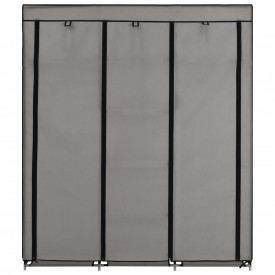 Șifonier cu bare și compartimente, gri, 150x45x175 cm, textil - Img 3