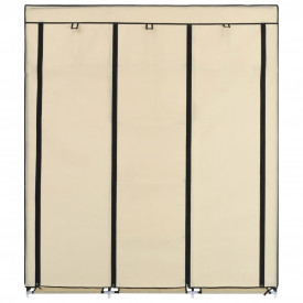 Șifonier cu compartimente și bare, crem, 150x45x175 cm, textil - Img 3