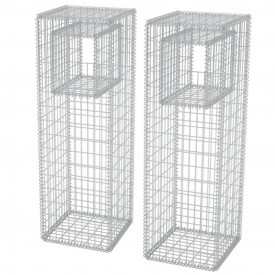 Stâlpi coș gabion/jardinieră din oțel, 2 buc, 50 x 50 x 160 cm - Img 2