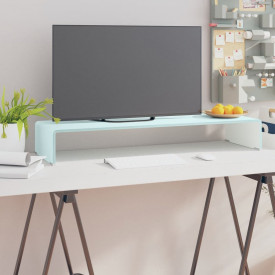 Stativ TV/monitor din sticlă albă, 90 x 30 x 13 cm