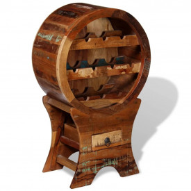 Suport pentru 10 sticle de vin, lemn masiv reciclat - Img 7