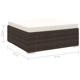 Taburet modular, 1 buc., maro, poliratan, cu pernă - Img 3