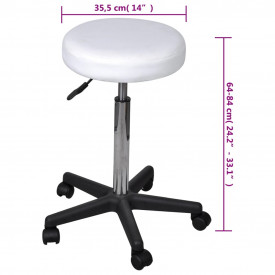Taburete de birou, 2 buc., alb, 35,5x98 cm, piele ecologică - Img 5