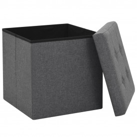 Taburete depozitare pliabile 2 buc. gri închis 38x38x38cm pânză - Img 4