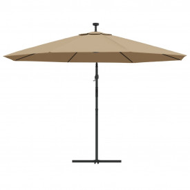 Umbrelă de consolă cu LED și stâlp de metal, gri taupe, 350 cm - Img 7