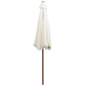 Umbrelă de soare cu stâlp de lemn 270 x 270 cm, alb crem - Img 4