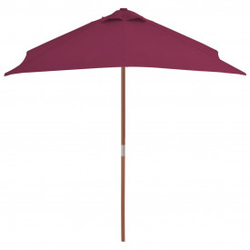 Umbrelă de soare de exterior, stâlp lemn, 150x200 cm roșu bordo - Img 3