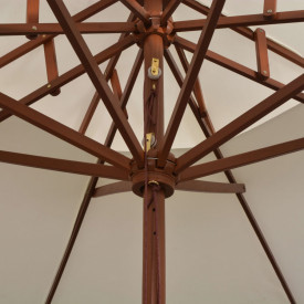 Umbrelă de soare dublă, 270x270 cm, stâlp de lemn, alb crem - Img 5