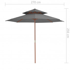 Umbrelă de soare dublă, stâlp din lemn, 270 cm, antracit - Img 7