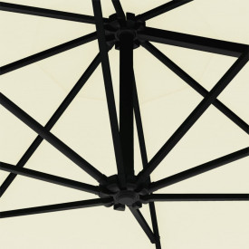 Umbrelă soare, montaj pe perete, stâlp metalic, 300 cm, nisipiu - Img 7