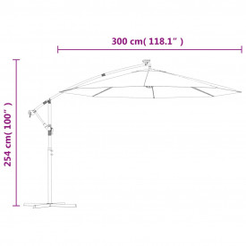 Umbrelă soare suspendată, iluminare LED, stâlp metalic 300 cm - Img 12