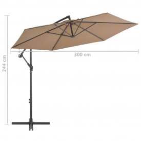 Umbrelă suspendată cu stâlp din aluminiu, 300 cm, gri taupe - Img 8