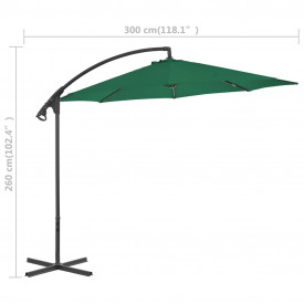 Umbrelă suspendată cu stâlp din oțel, verde, 300 cm - Img 7
